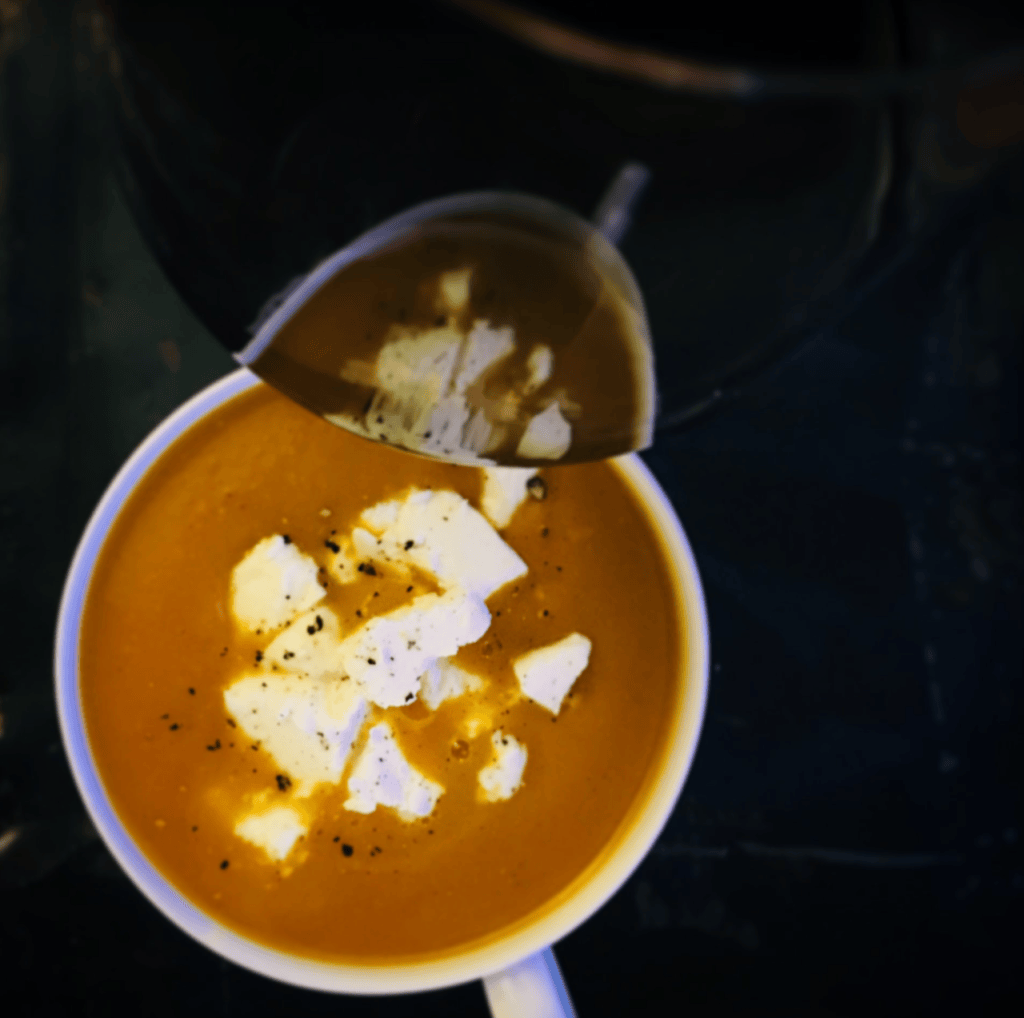 Soupe au potimarron fumée et féta