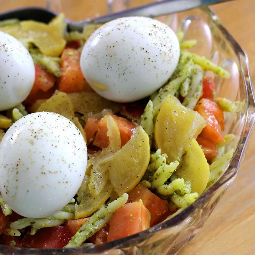 Salade de pâtes au pesto et citrons&nbsp;confits
