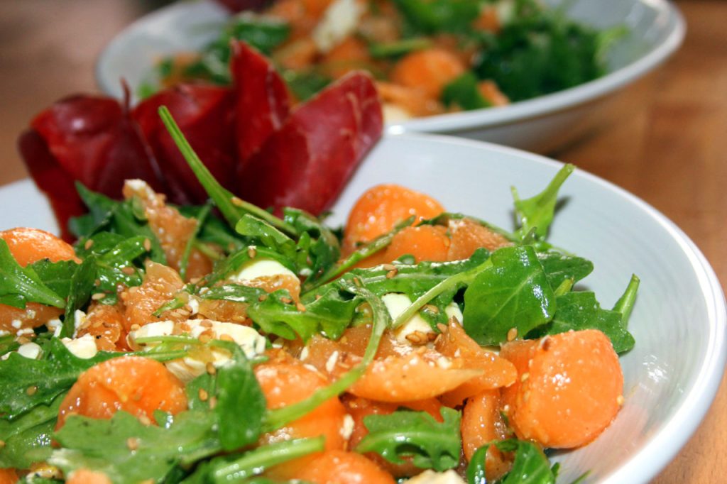 Salade féta, melon et&nbsp;roquette