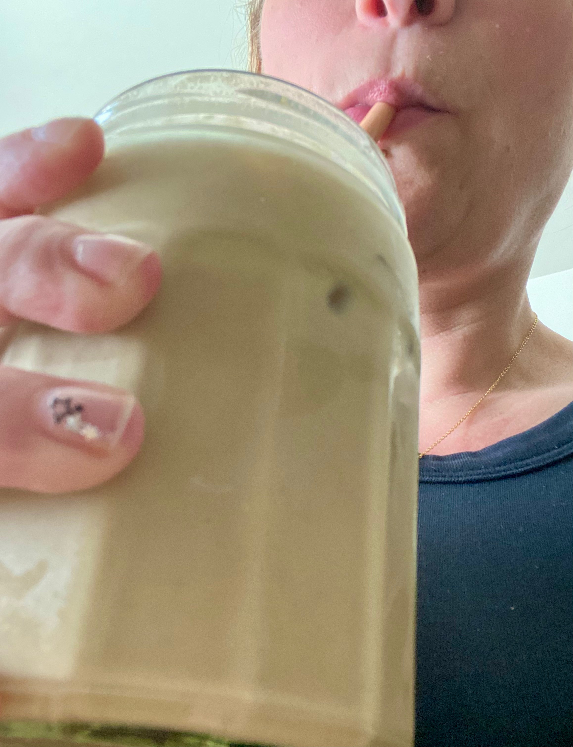 me drinking my iced coffee smoothie 